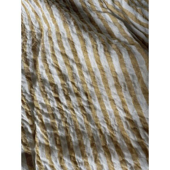 Max Studio Womens Tan and White Striped Loose Fit Keyhole Peasant Blouse Large - Picture 7 of 13